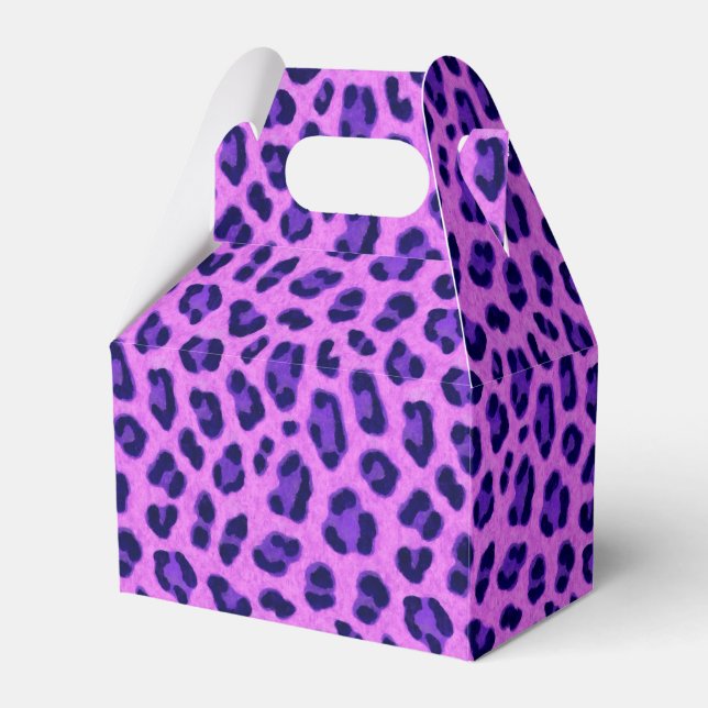 Pink Violet Leopard Animal Print Skin Pattern   Favour Box (Front Side)