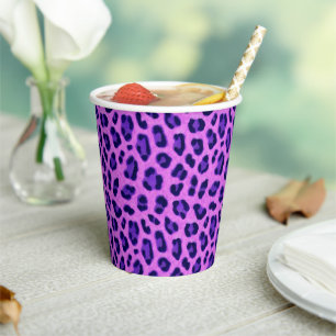 Pink Violet Leopard Animal Print Skin Pattern Paper Cups