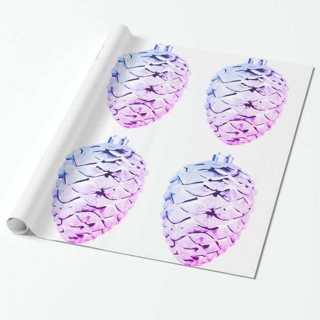 Pink Violet Pinecones Wrapping Paper (Unrolled)