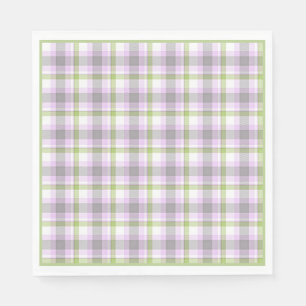 Pink Violet Purple Lime Green White Tartan Plaid Napkin