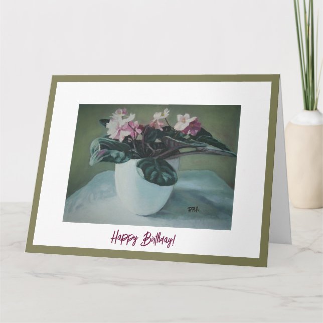 Pink violets birthday fine art by Pola.B.Alex  Car Card (Front)