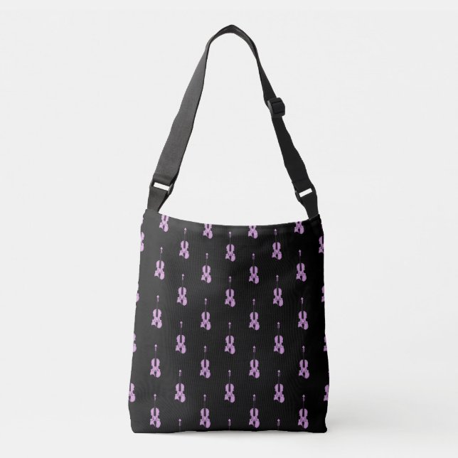Pink Violin Pattern Crossbody Bag (Front)