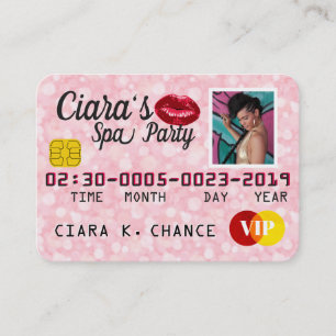 Pink VIP Kiss Credit Card Photo Invitations