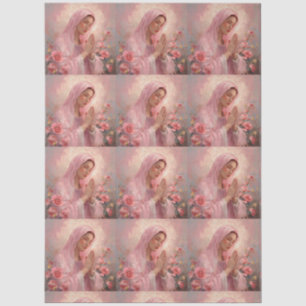 Pink VIrgin Mary Decoupage Tissue Paper