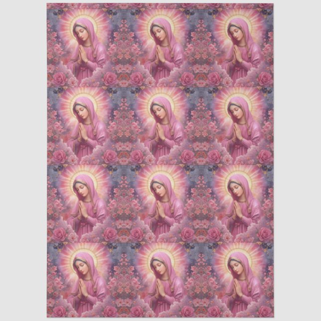 Pink VIrgin Mary Decoupage Tissue Paper (Front)