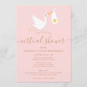 Pink Virtual Online Long Distance Baby Shower Invitation
