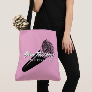 Pink vocal microphone mic design personalised tote bag