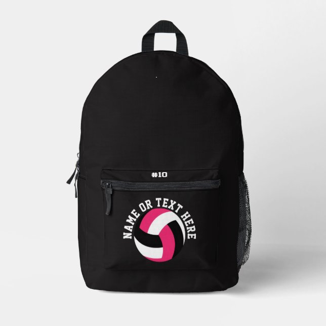 Pink Volleyball Backpack Team Number School Player (Front)