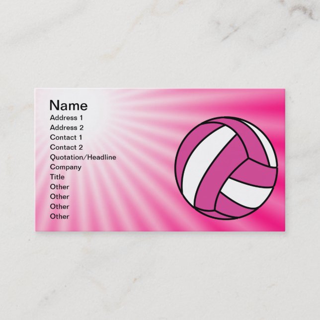 Pink Volleyball Business Card (Front)