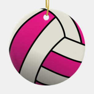 Pink Volleyball Ceramic Tree Decoration