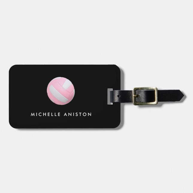Pink Volleyball Custom  Luggage Tag (Front Horizontal)