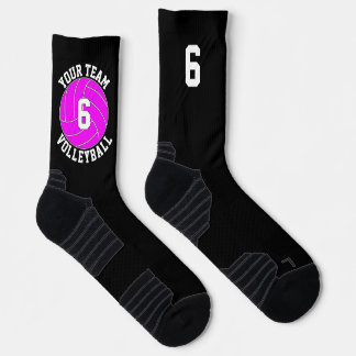 Pink Volleyball Custom Team Name & Player Number Socks