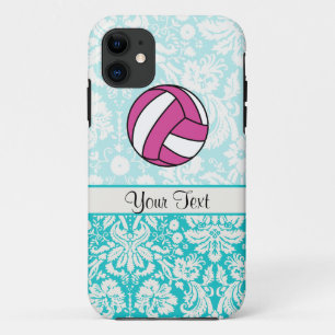 Pink Volleyball; Damask Pattern Case-Mate iPhone Case