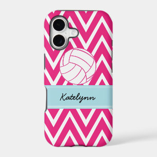 Pink Volleyball Modern Chevron Zigzag iPhone Case
