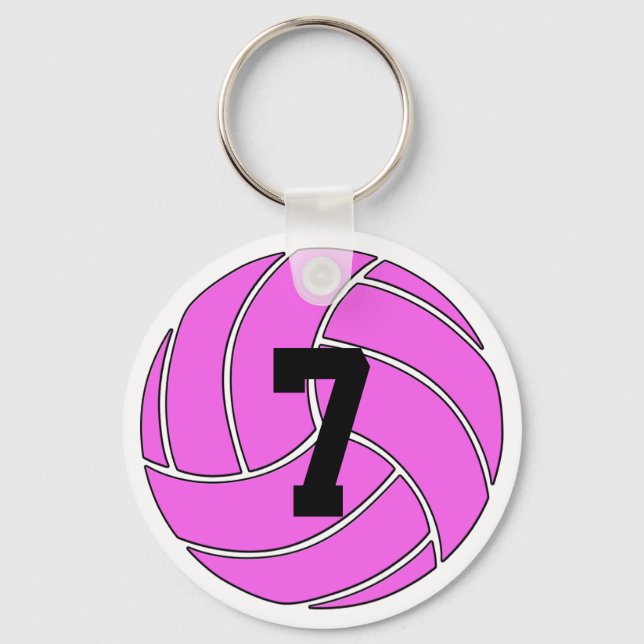Pink Volleyball Player Custom Jersey Number / Text Key Ring (Front)