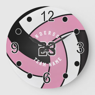 Pink Volleyball Style Clock