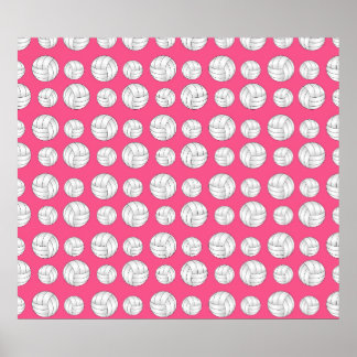 Pink volleyballs pattern poster
