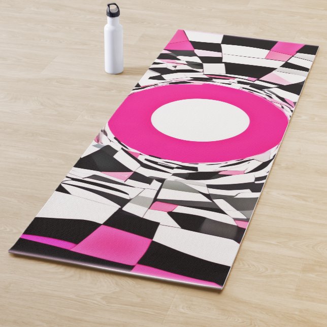 Pink Vortex: A Chequered Descent Yoga Mat (In Situ)
