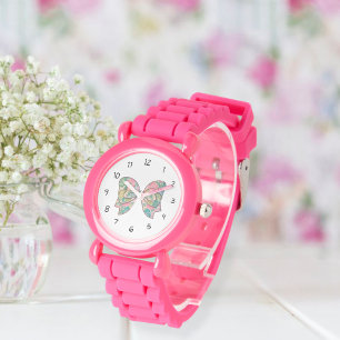 Pink watch for kids / Watch with printed bow