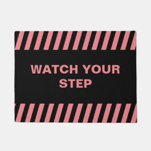 Pink watch your step doormat