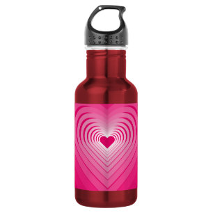 Pink Water Bottle with Hearts