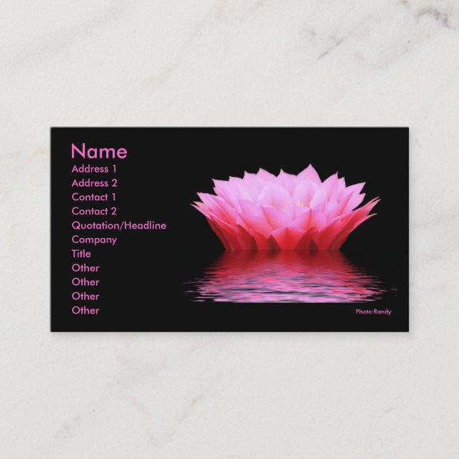 Pink  Water Cactus Flower Business Card (Front)