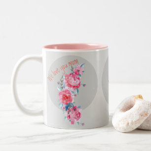 Pink water colour floral blossoms Two-Tone coffee mug