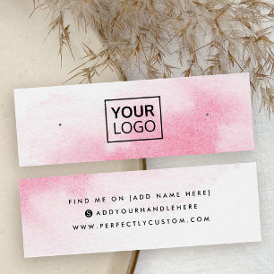 Pink water colour logo stud earring display card