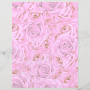 Pink Water Colour Roses Strokes Scrapbooking Paper