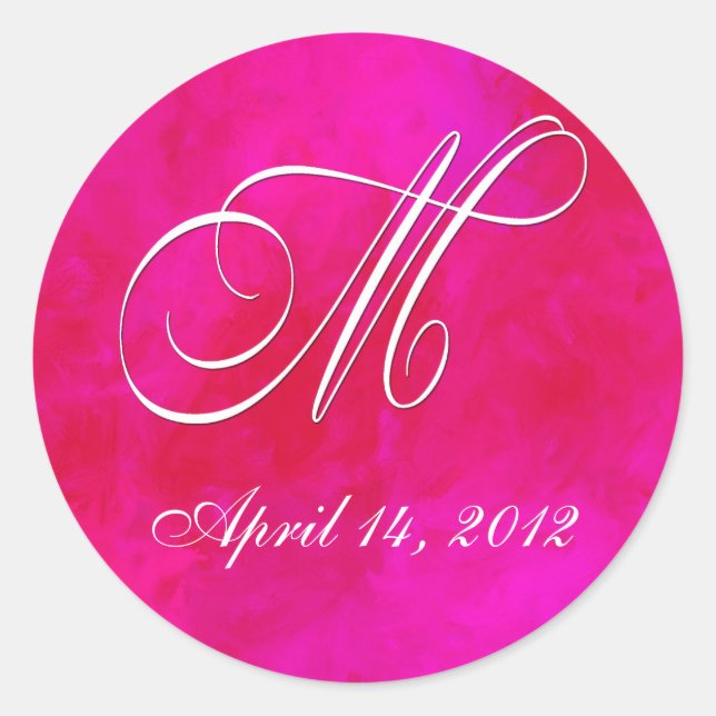 Pink Water colour stickers - Monogram M (Front)