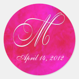 Pink Water colour stickers - Monogram M