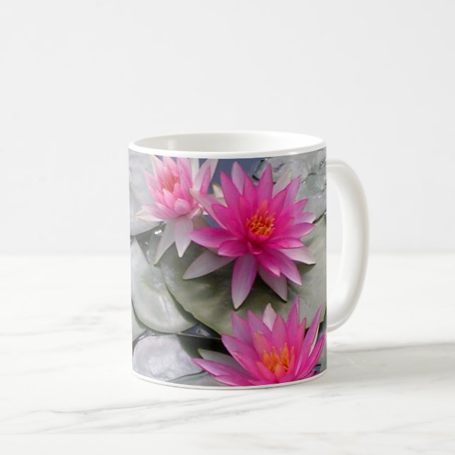 Pink Water Lilies Coffee Mug (Front Right)