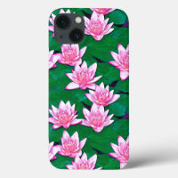 Pink Water Lilies on a Pool
