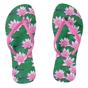 Pink Water Lilies on a  Pool Jandals