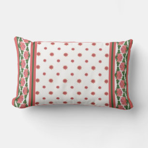 Pink Water Lilies on White Lumbar Pillow, Cushion