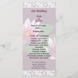 Pink Water Lilies Wedding Program Programme