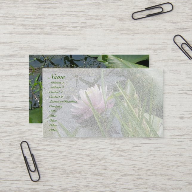 Pink Water Lily Business Card (Front/Back In Situ)