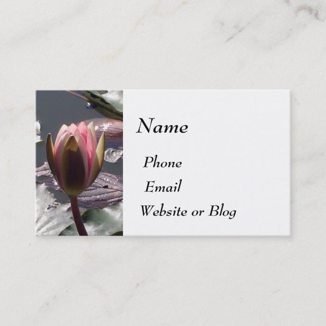 Pink Water Lily Business Card (Front)