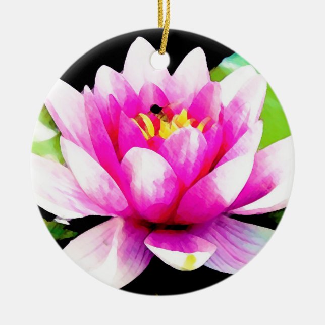 Pink water lily ceramic tree decoration (Front)
