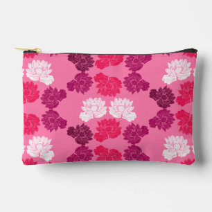 Pink Water lily Fabric Print Accessory Pouch