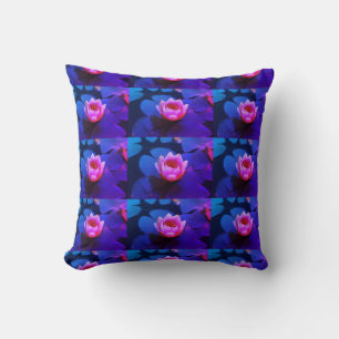 Pink Water Lily Green Plants Cushion Throw Pillow
