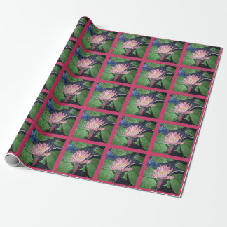 Pink Water Lily Hot Pink Squares Wrapping Paper
