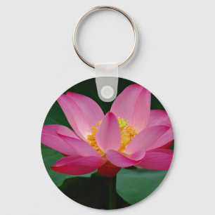 Pink Water Lily in Full Bloom Key Ring