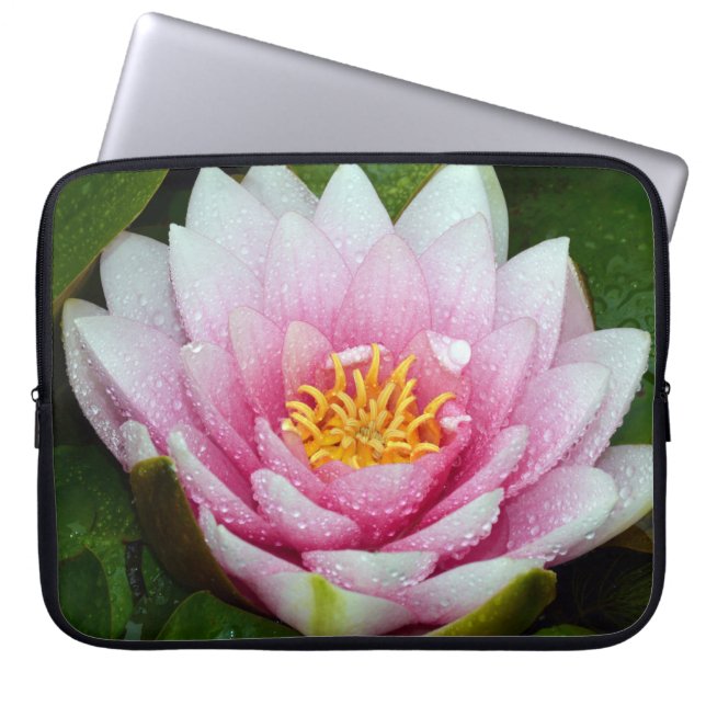 Pink water lily laptop sleeve (Front)