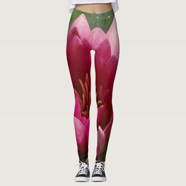 Pink water lily leggings (Front)