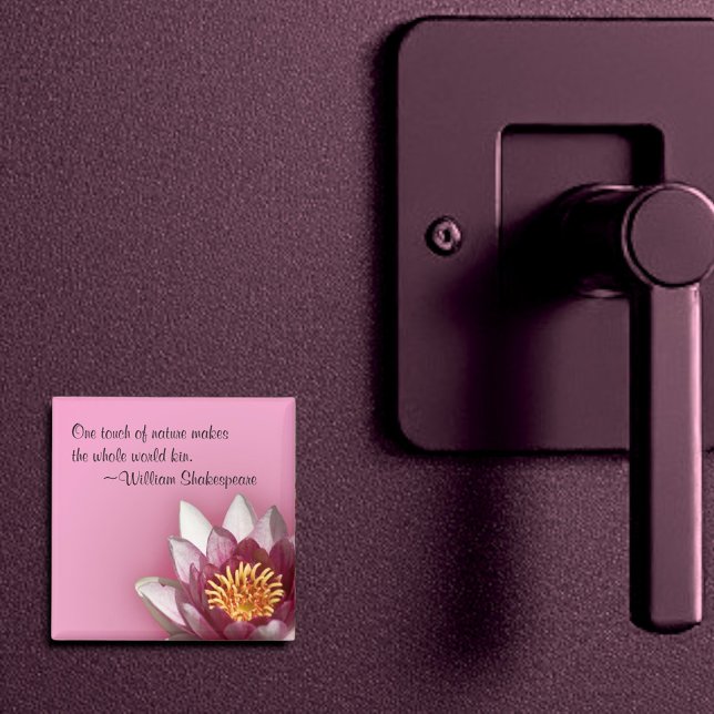 Pink Water Lily Magnet (2" square quote magnet)