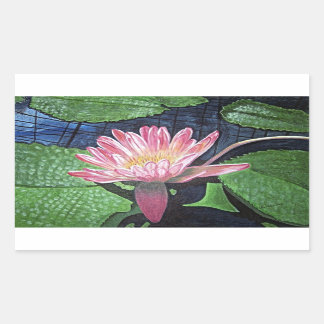 Pink Water Lily Painting Rectangle Sticker