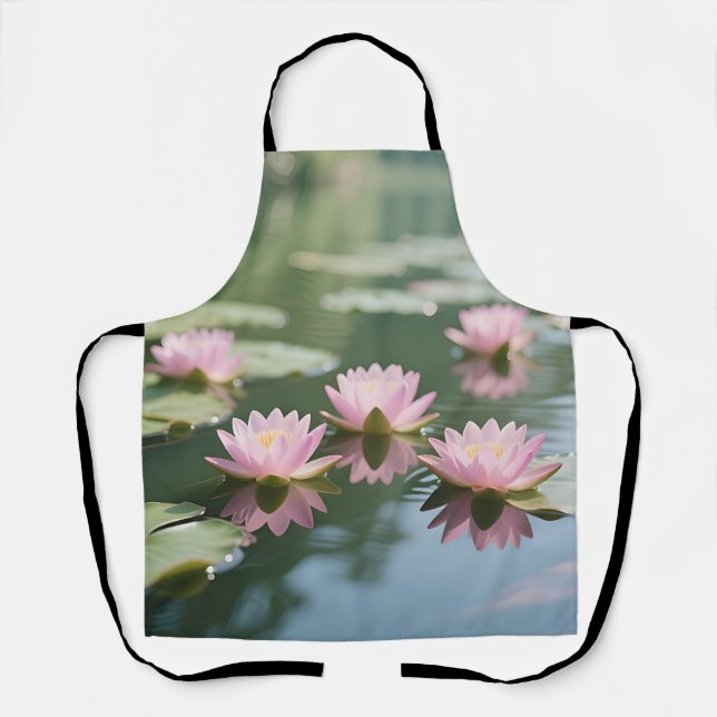 Pink Water Lily Pond Serenity Apron (Front)