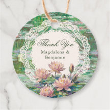 Pink Water Lily Pond Vintage Floral Lace Wedding