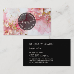 Pink Watercolor 3D Floral Business Card